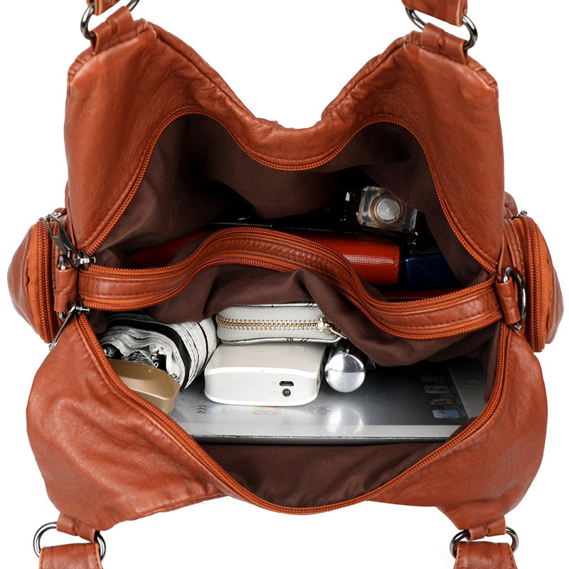 Innovative Women's Washed Leather Soft Practical Shoulder Bags