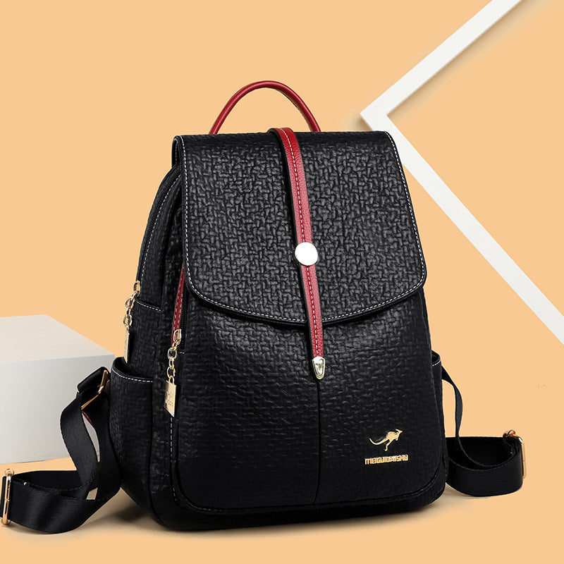 Women's Fashion Large Capacity Soft Leather Mother Backpacks