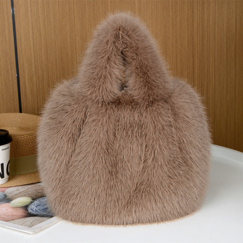 Fur Imitation Fox Plush Vegetable Basket Bags