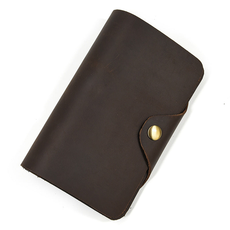Men's Leather Crazy Horse Vintage Snap Button Men's Wallets