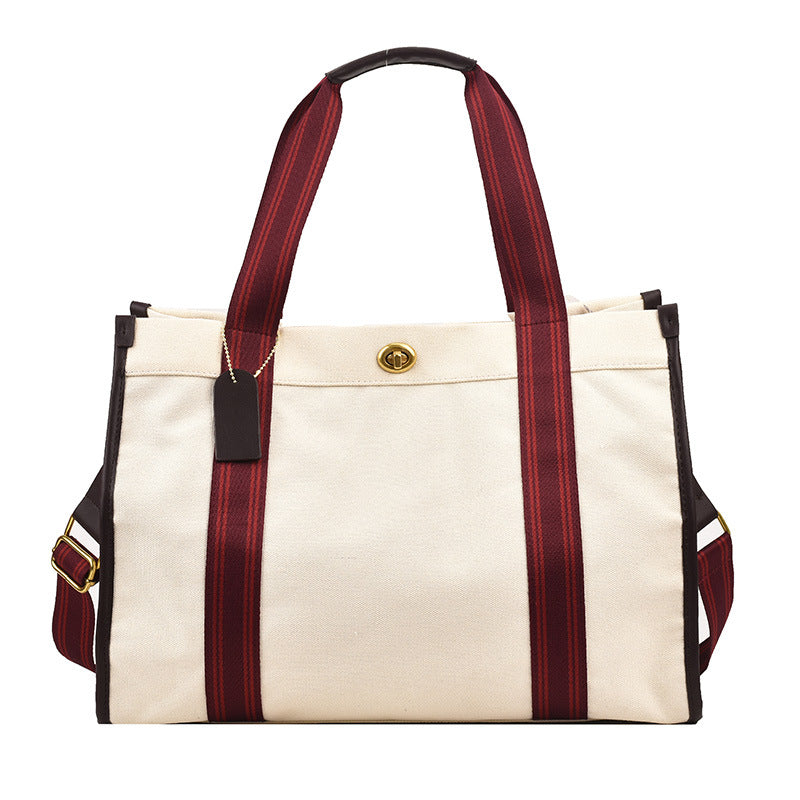 Canvas Contrast Color Portable Retro Fashion Tote Bags