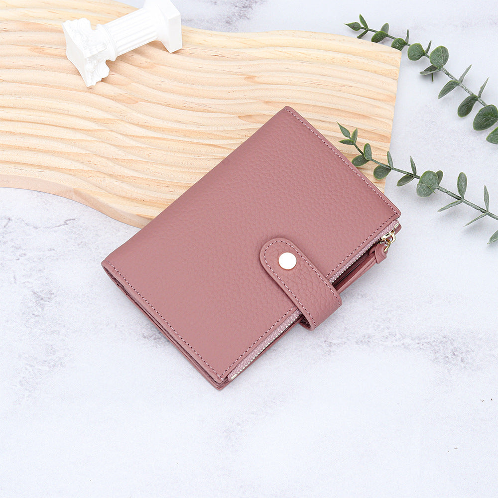 Women's Large Capacity Multiple Slots Short Cattlehide Ladies Wallets