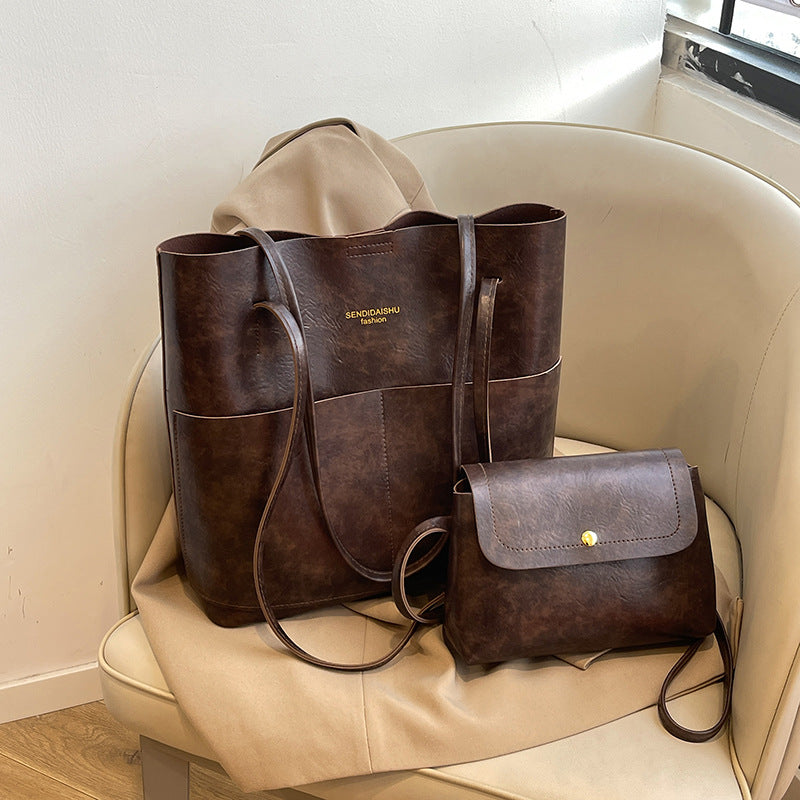 Solid Color Popular Two-piece Set Large Bags