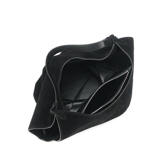 Single Frosted Cowhide Suede Dumpling Niche Bucket Bags