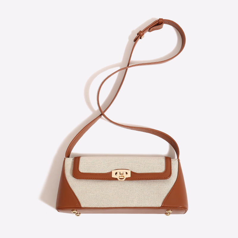Women's French Style Summer Contrast Color Underarm Retro Hand Carrying Baguette Bags