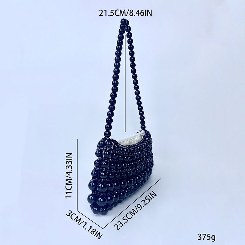 Vintage Pearl Chain Hand-woven Beads Underarm Shoulder Bags
