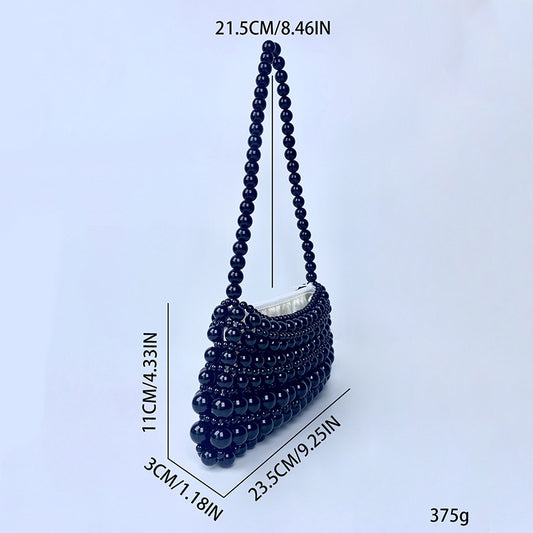 Vintage Pearl Chain Hand-woven Beads Underarm Shoulder Bags