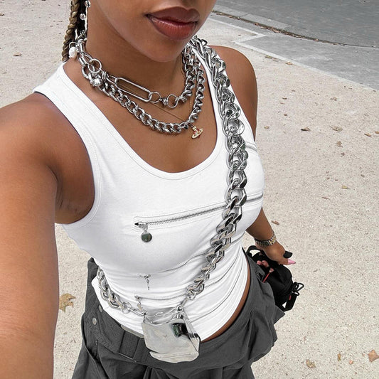 Women's Hot Sexy Cutout Irregular Zipper For Tops