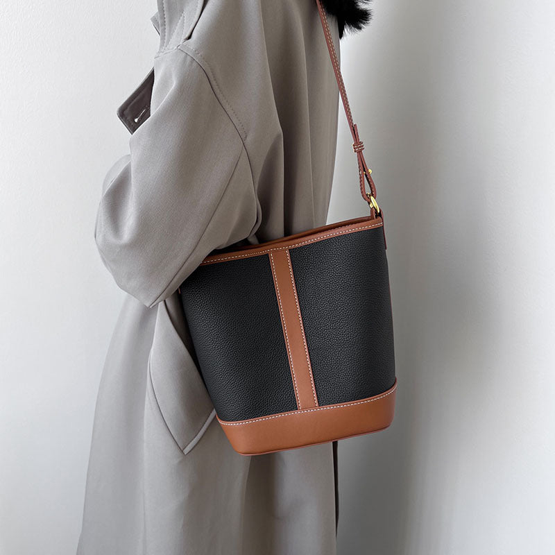 Women's Exquisite Genuine Leather Commuter First Layer Bucket Bags