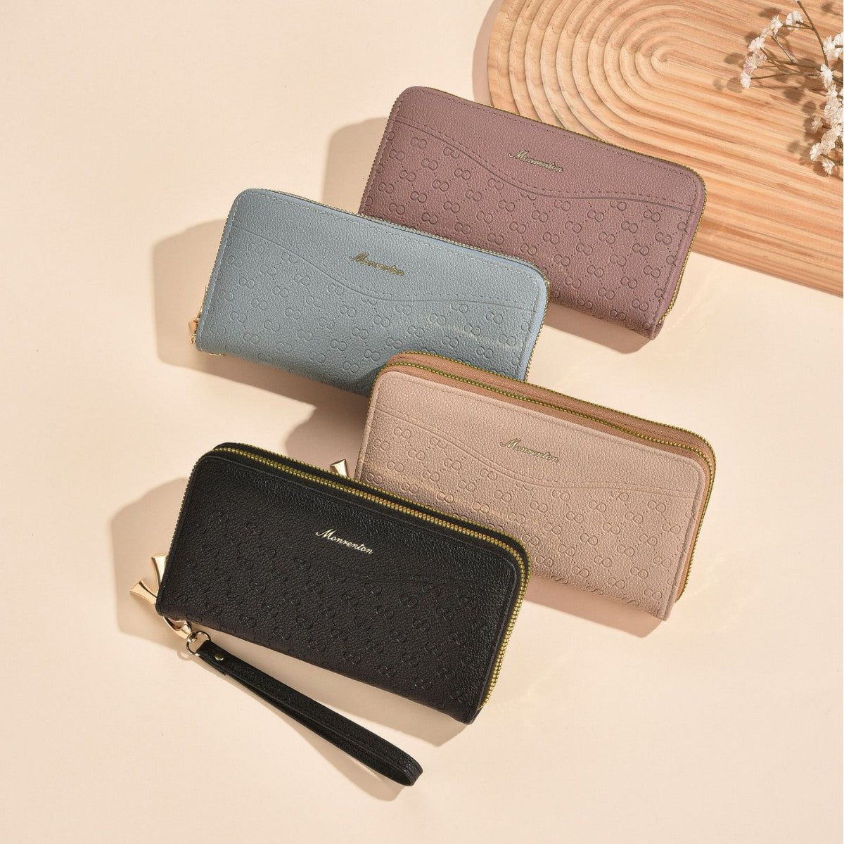 Women's Long Retro Double Zip Clutch Large Phone Bags