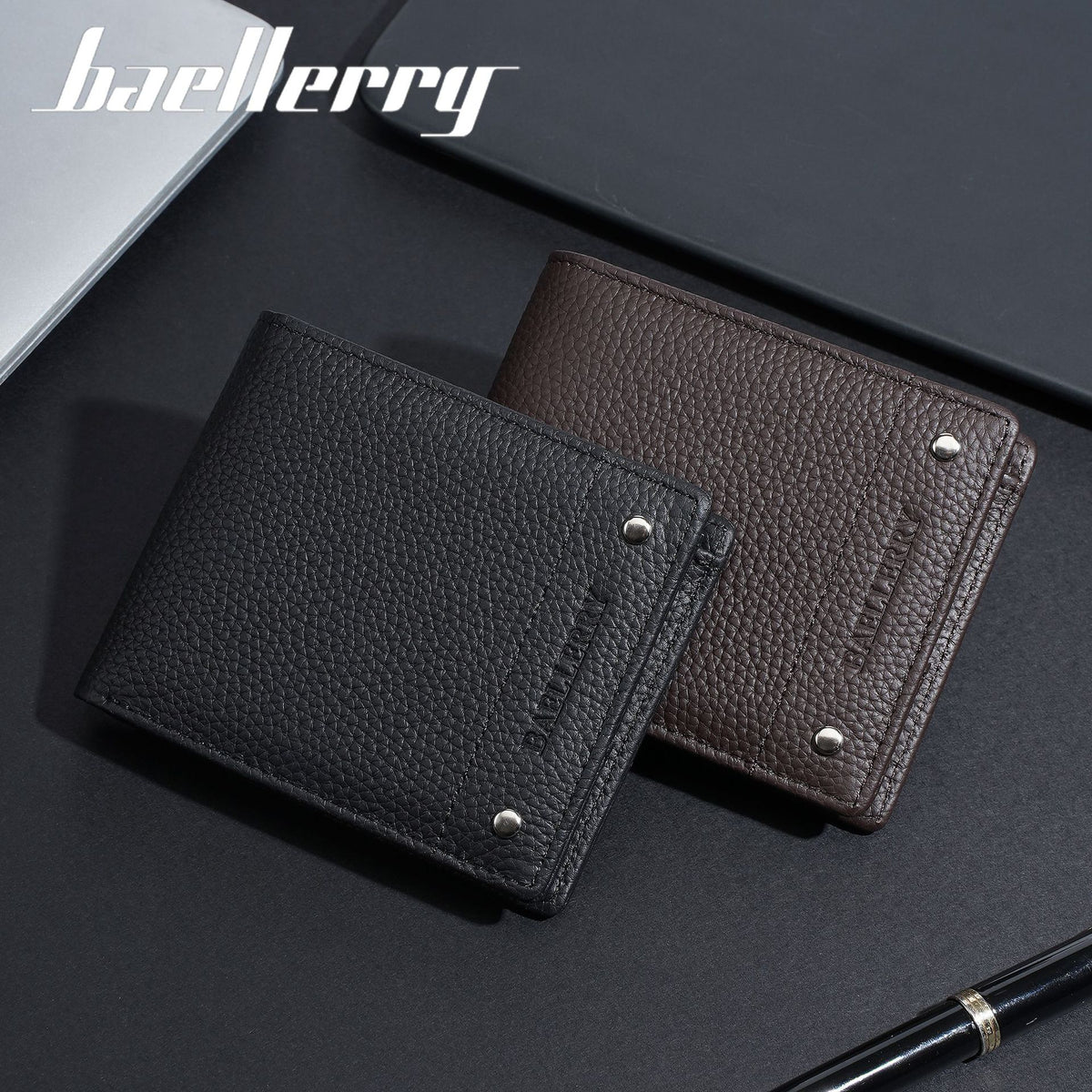 Men's Lychee Pattern Business Multi Slots Thin Leather Card Holder