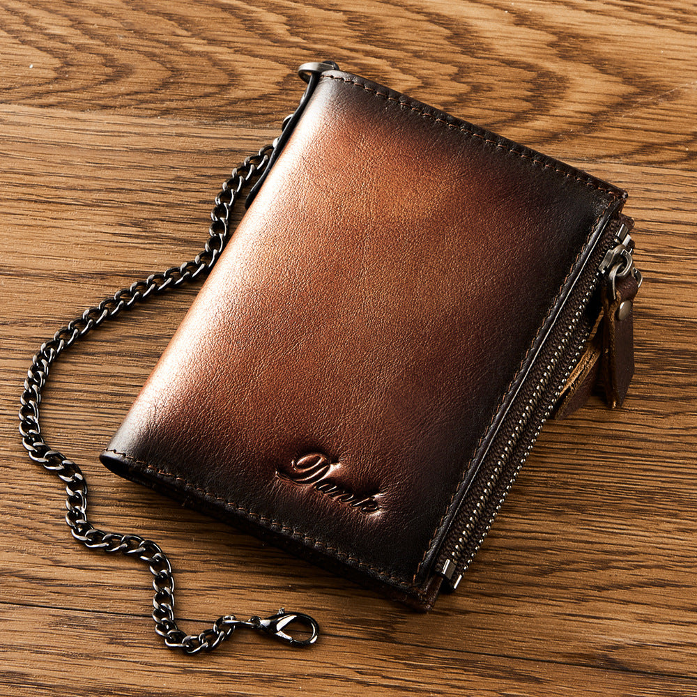 Layer Cowhide Rub Color Driving License Coin Purses