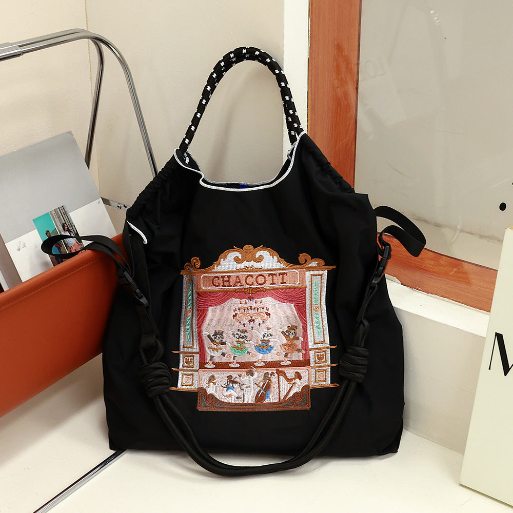 Women's Cartoon Waterproof Nylon Needle Embroidery Fashion Commuter Bags