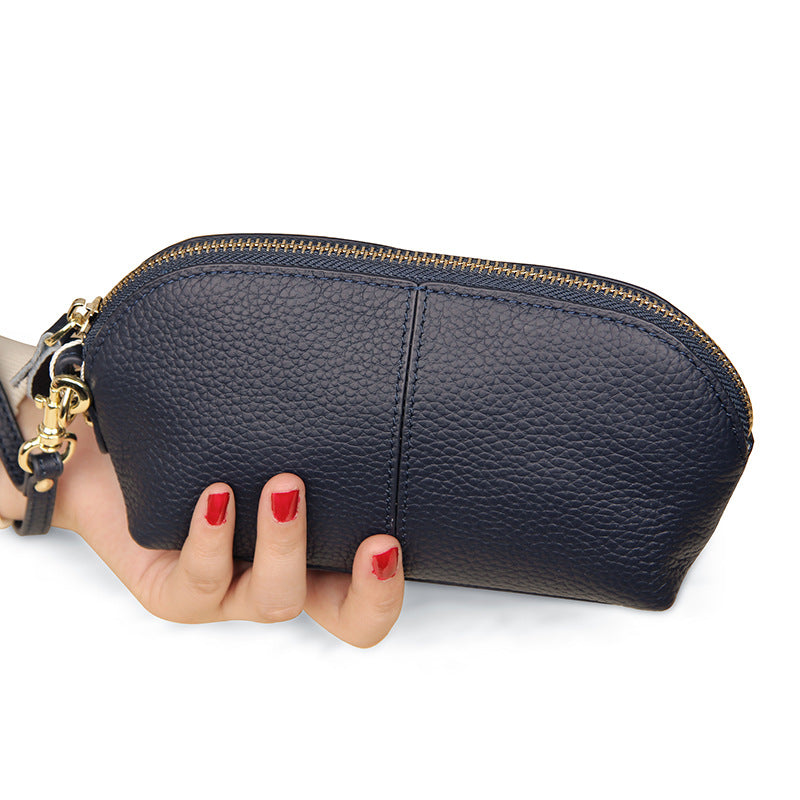 Women's Cowhide Long Fashion Large Capacity Genuine Leather Shell Clutch High Bags