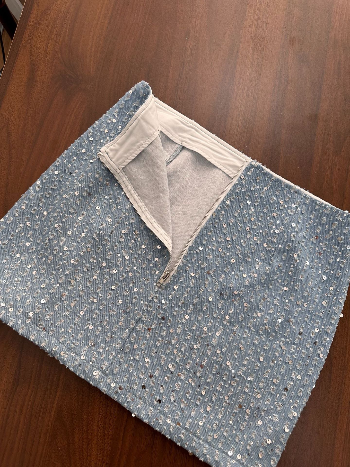 Women's Classic Sexy Denim Sequined Tube Suits
