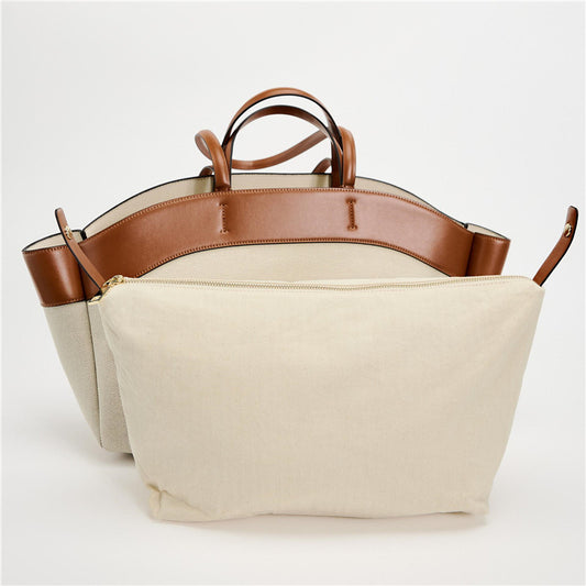 Women's Canvas Fashionable Stitching Large Capacity Commuter Tote Bags