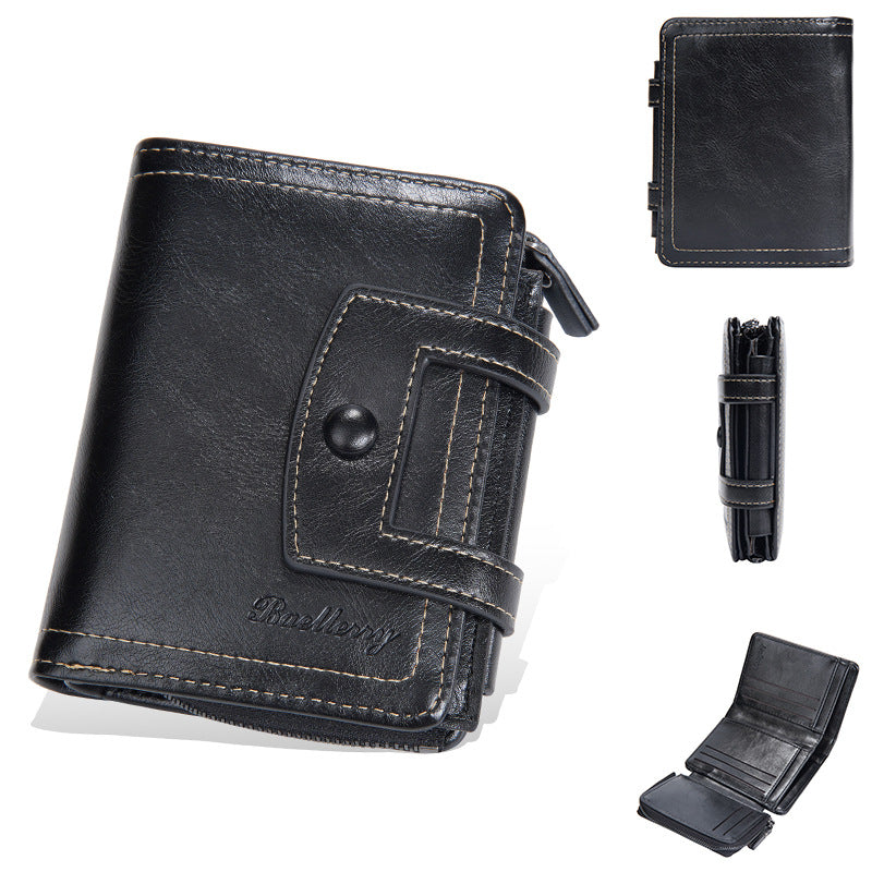 Glamorous Men's Short Multiple Slots Zipper Men's Wallet