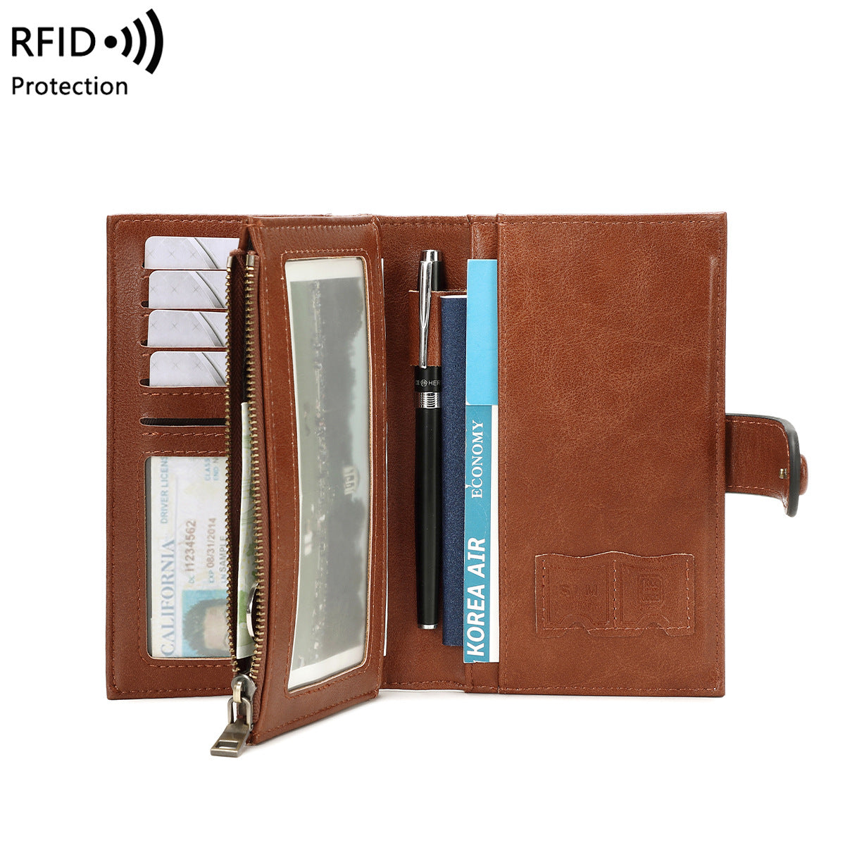 Women's Swiping Retro Passport Long Document Ladies Wallet