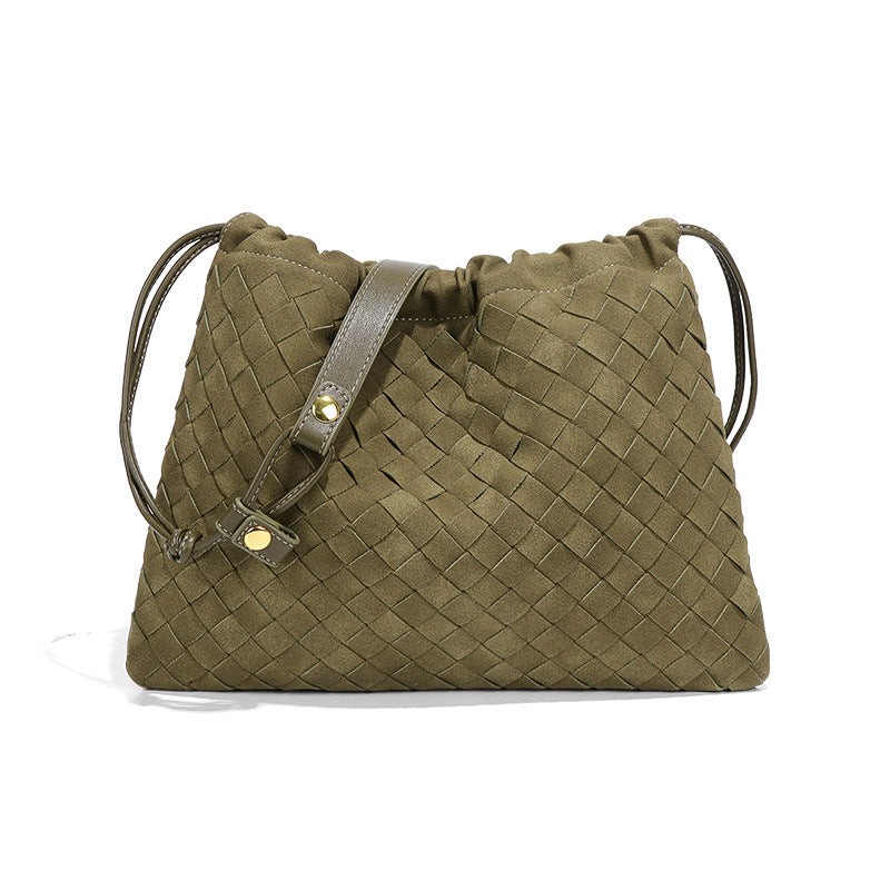 Women's Frosted Woven Drawstring Cloud Fashion Dumpling Shoulder Bags