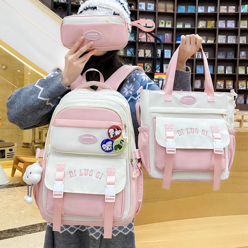 Three-piece Female Junior High Simple Primary Elementary School Students' Schoolbags