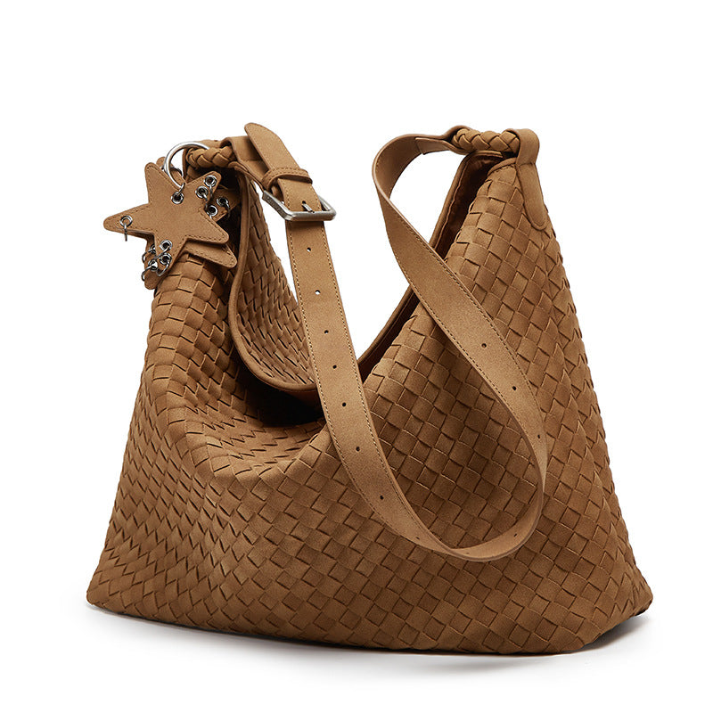 High-grade Hand-woven Suede Large Capacity Fashion Women's Shoulder Bag