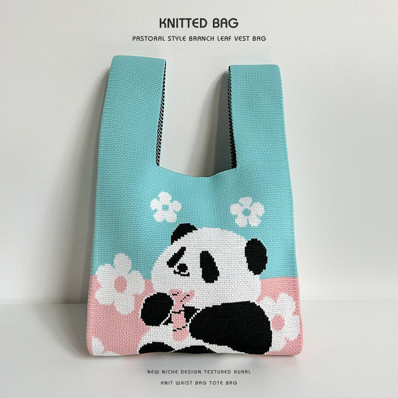 National Fashion Giant Panda Knitted Niche Gift Hand Cute Wild Women's Handbag