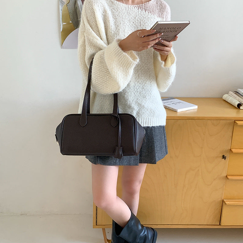 Women's Soft Leather Simple Boston High-grade Korean Style Bags