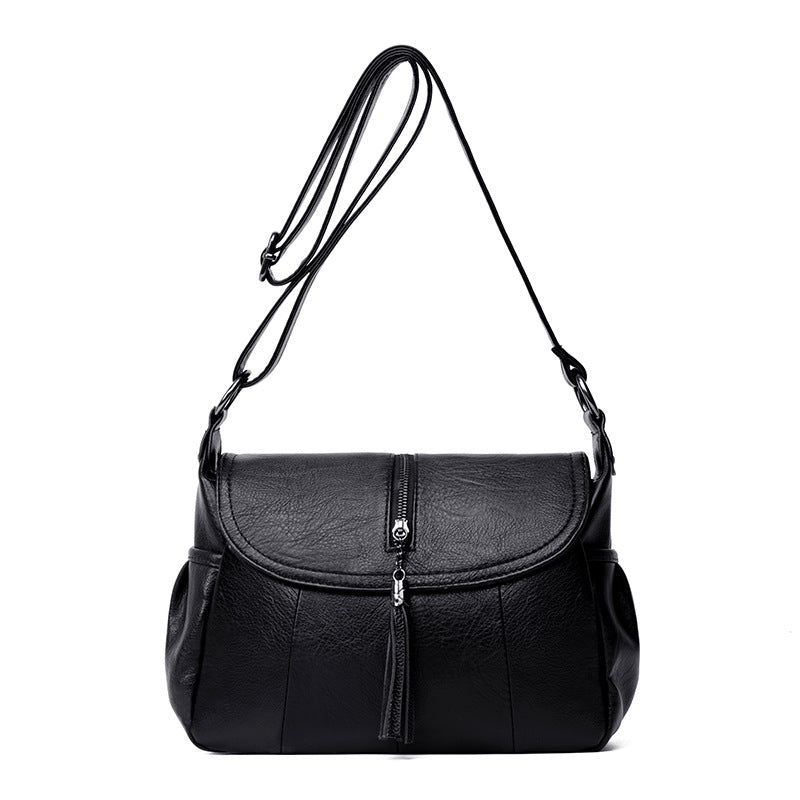 Women's Fashion Trendy Tassel Mother Soft Leather Crossbody Bags