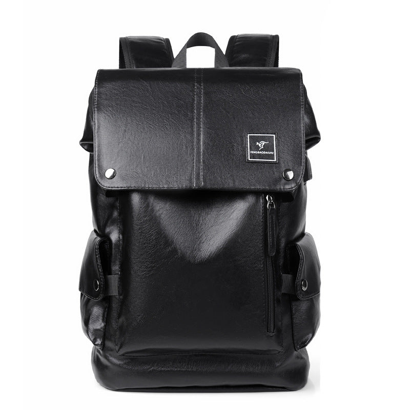 Men's Business Trendy College Leather Computer Backpacks