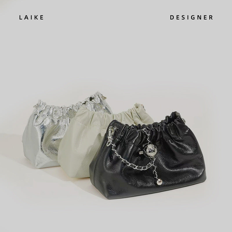 Women's Leather Folds Cloud Fashionable First Layer Shoulder Bags