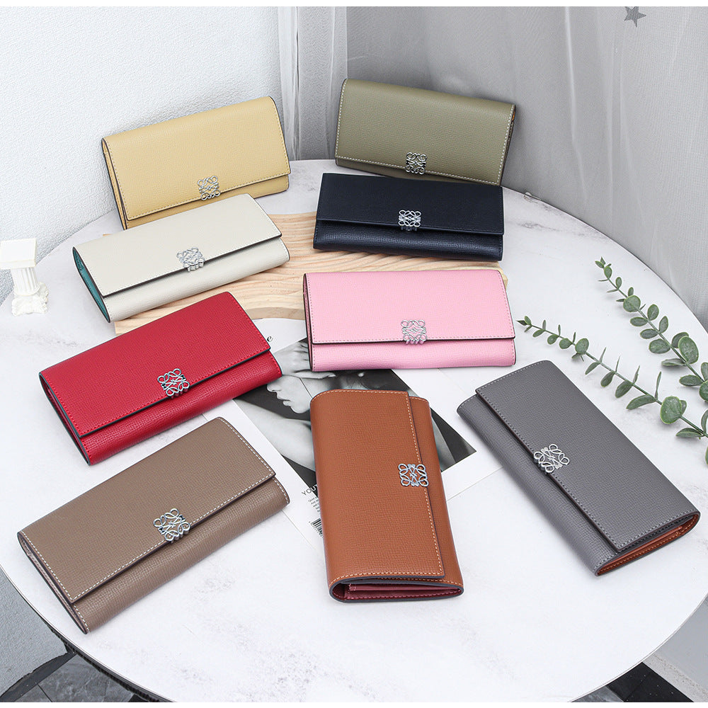Women's Long Cowhide Hand Holding Large Capacity Multiple Ladies Wallet