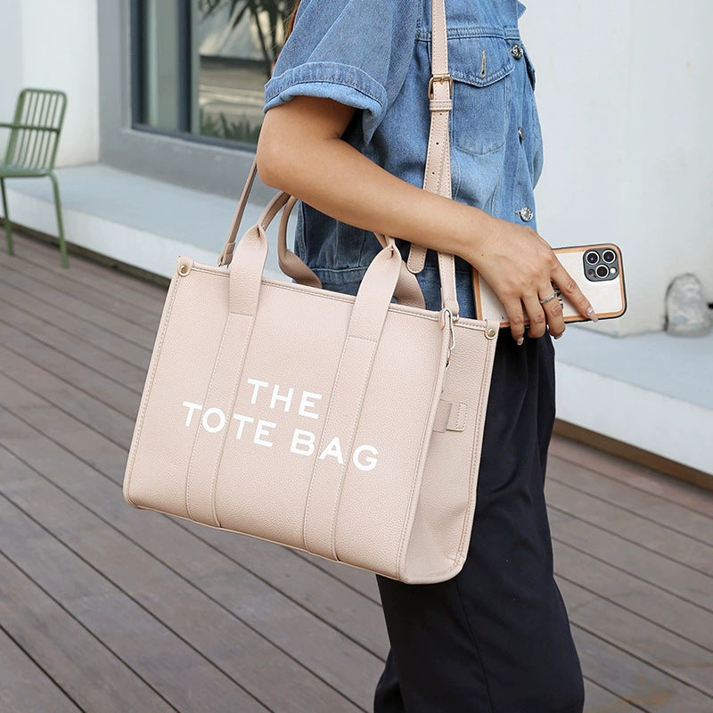 Women's Letter Large Capacity Lychee Pattern Simple Women's Messenger Bag