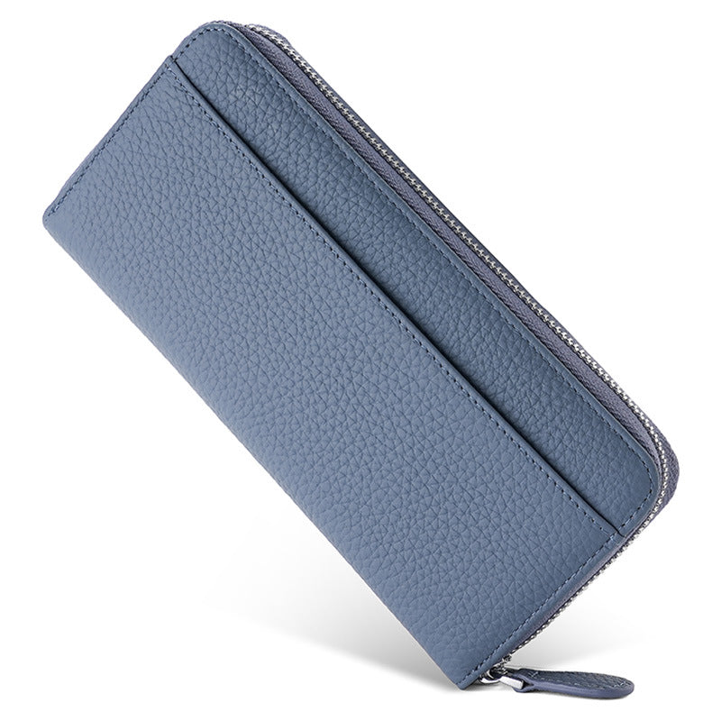 Women's Genuine Leather Long Zipper Clutch Ladies Wallets