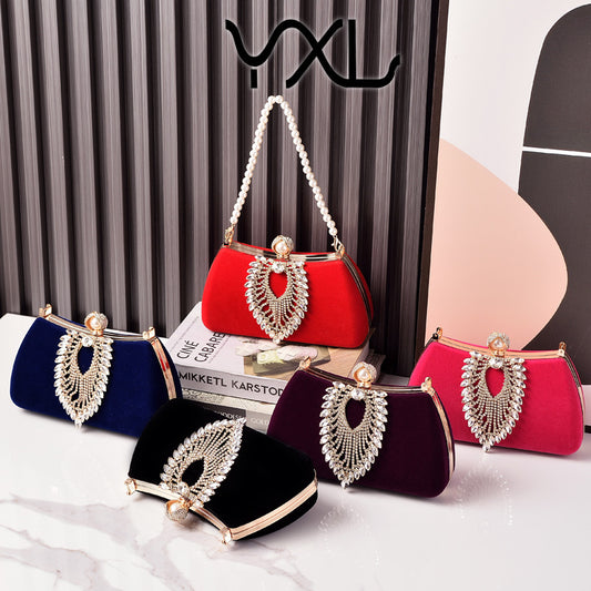 Diamond Decorations Veet Dinner Black Noble Dress Evening Bags