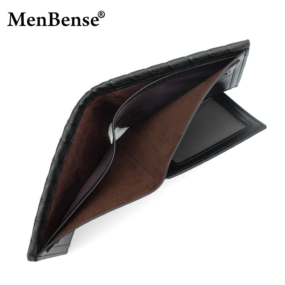 Men's Trendy Crocodile Pattern Short Large Capacity Multiple Slots Dark Line Bags
