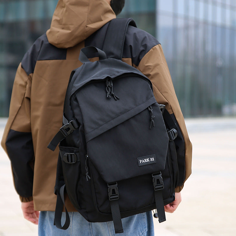 Men's Style Korean High College Trend Solid Backpacks