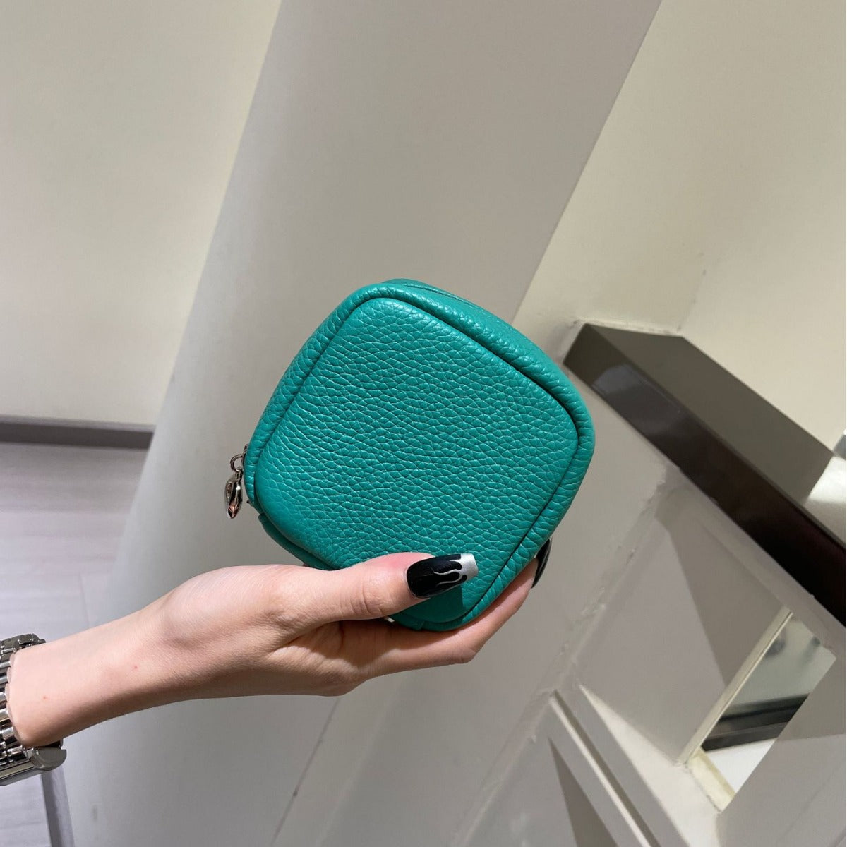 Top Layer Cowhide Halter Mini Storage Small Square Bags