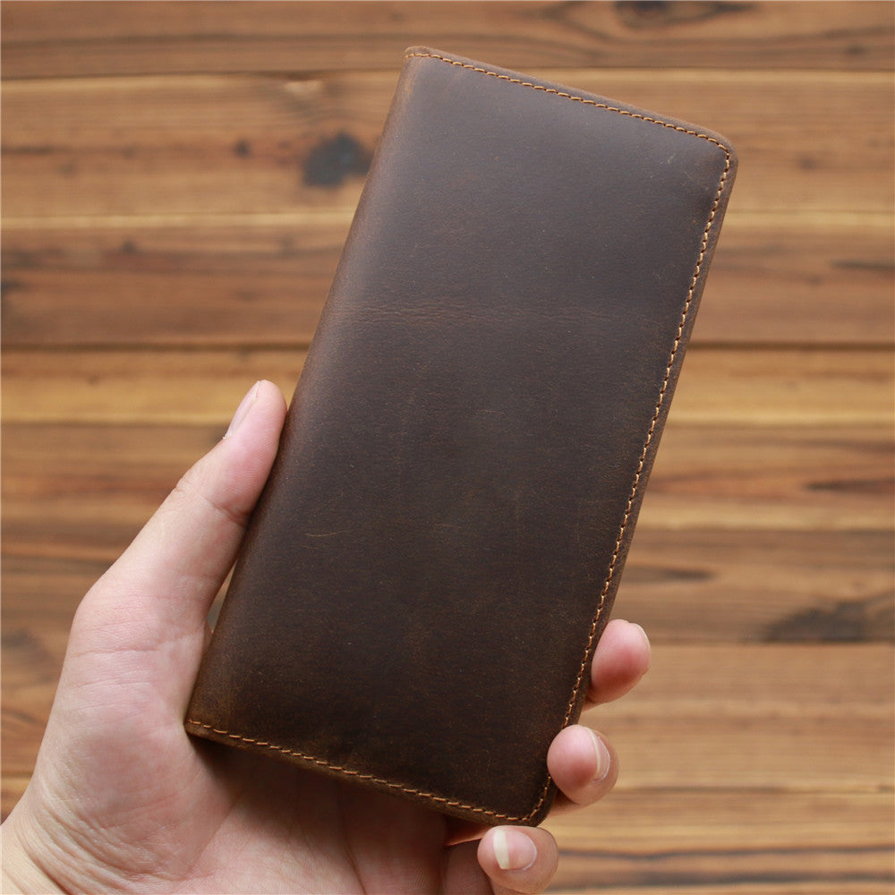 Men's Horse Leather Long First Layer Cowhide Men's Wallets