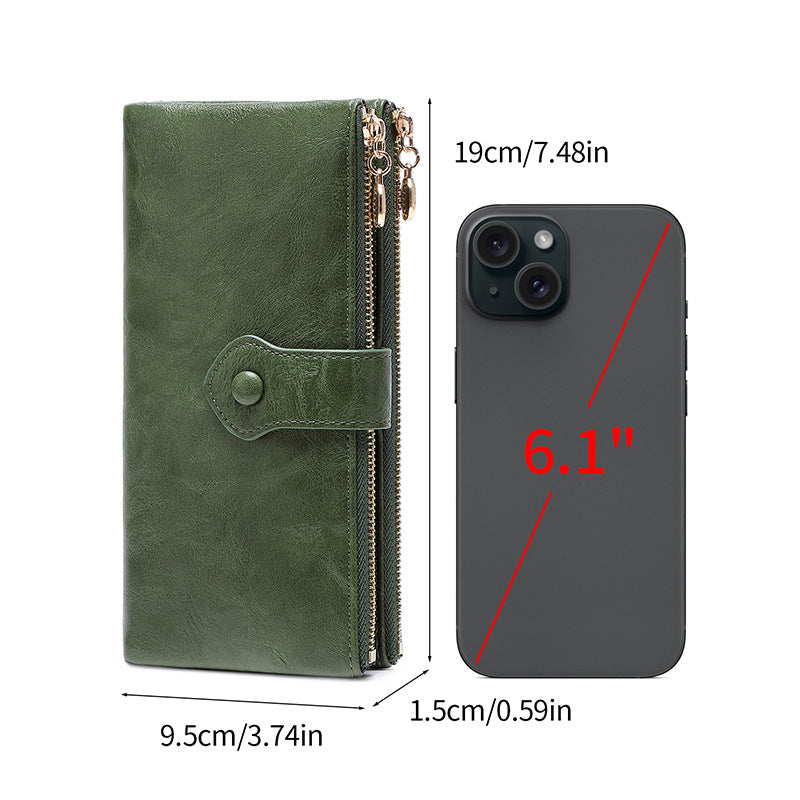 Women's Double Fold Long Simple Large Capacity Zip Multifunctional Buckle