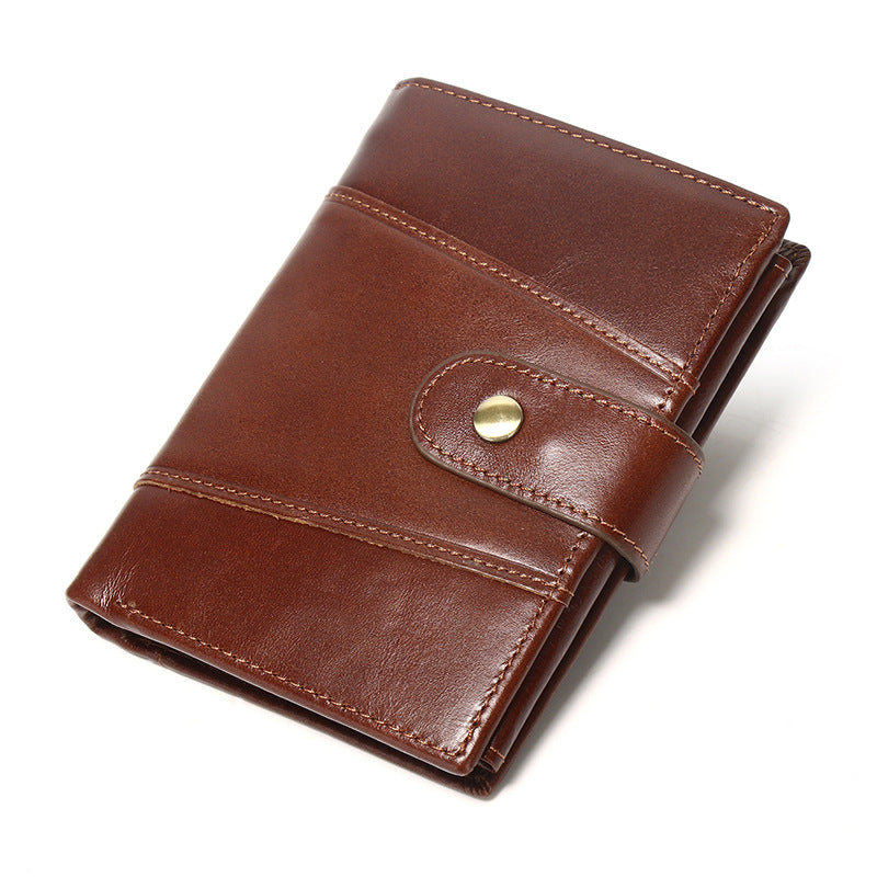 Men's Leather Short Large Capacity Cattlehide Retro Men's Wallets