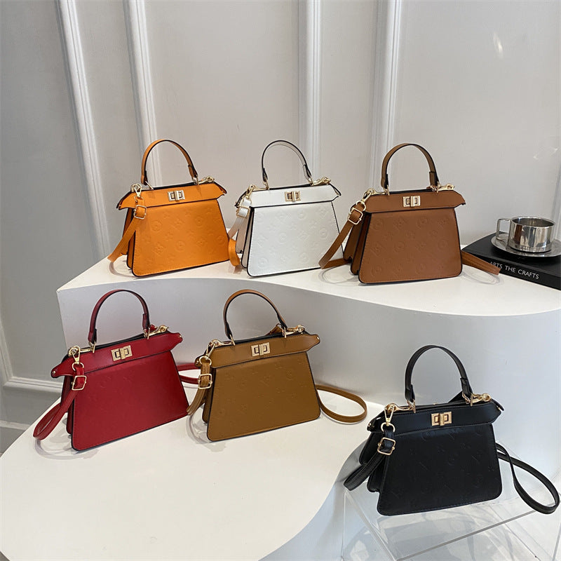 Women's Stylish Good Texture Solid Color Embossed Compartment Large Capacity Leisure Bags