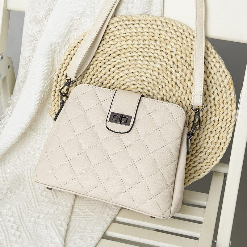 Women's Genuine Leather Fashion Rhombus Large Capacity Crossbody Bags