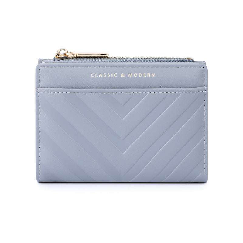 Women's Striped Embossed Leather For Multiple Slots Fashion Purses