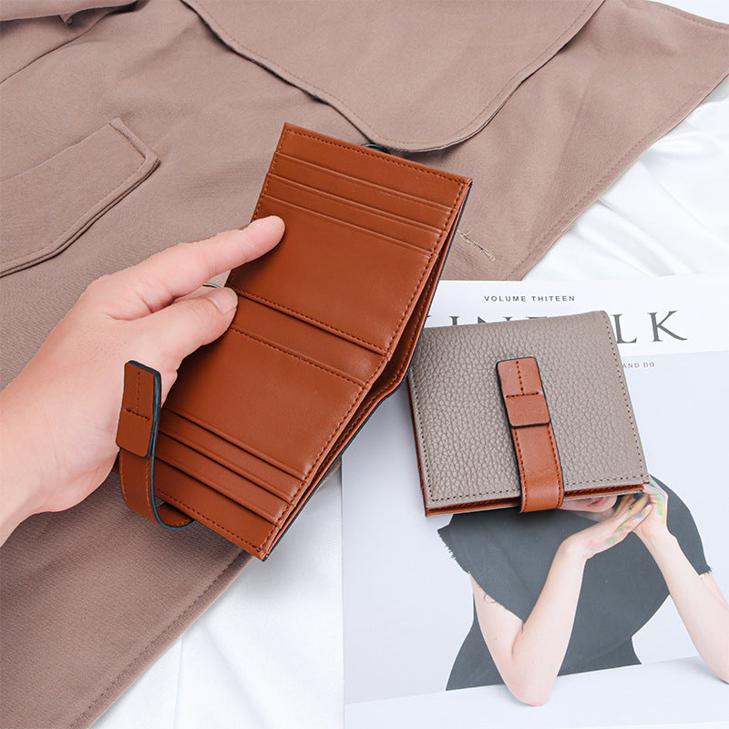 Women's Leather Short Blue Thin Simple Design Ladies Wallets