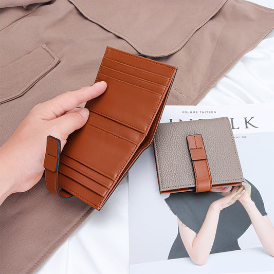 Women's Leather Short Blue Thin Simple Design Ladies Wallets