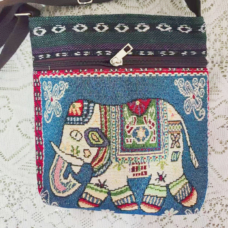 Women's Elephant Owl Shopping Canvas Trendy Women's Messenger Bag