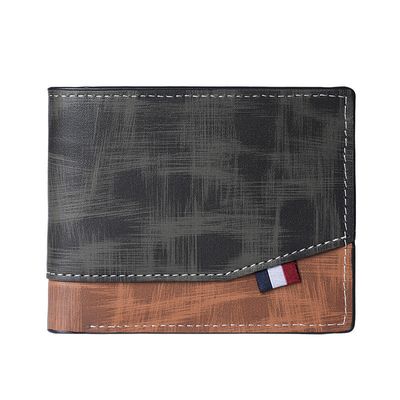 Men's Hinge Short Retro Fashion Frosted Multiple Slots Large Men's Wallet