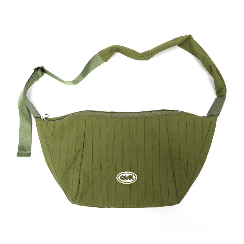 Spring Korean Style Canvas Pleated Underarm Crossbody Bags