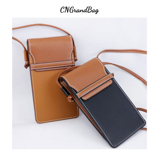 Real Leather Simple Vertical Single Mobile Female Fashion Phone Bags