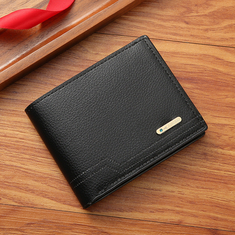 Men's Fashion Lychee Pattern Soft Leather Multiple Slots Men's Wallets